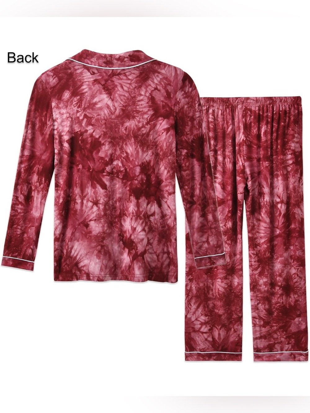 Modal Tie-Dye Pajama Set in Burgundy, XL, NWT - Picture 6 of 9